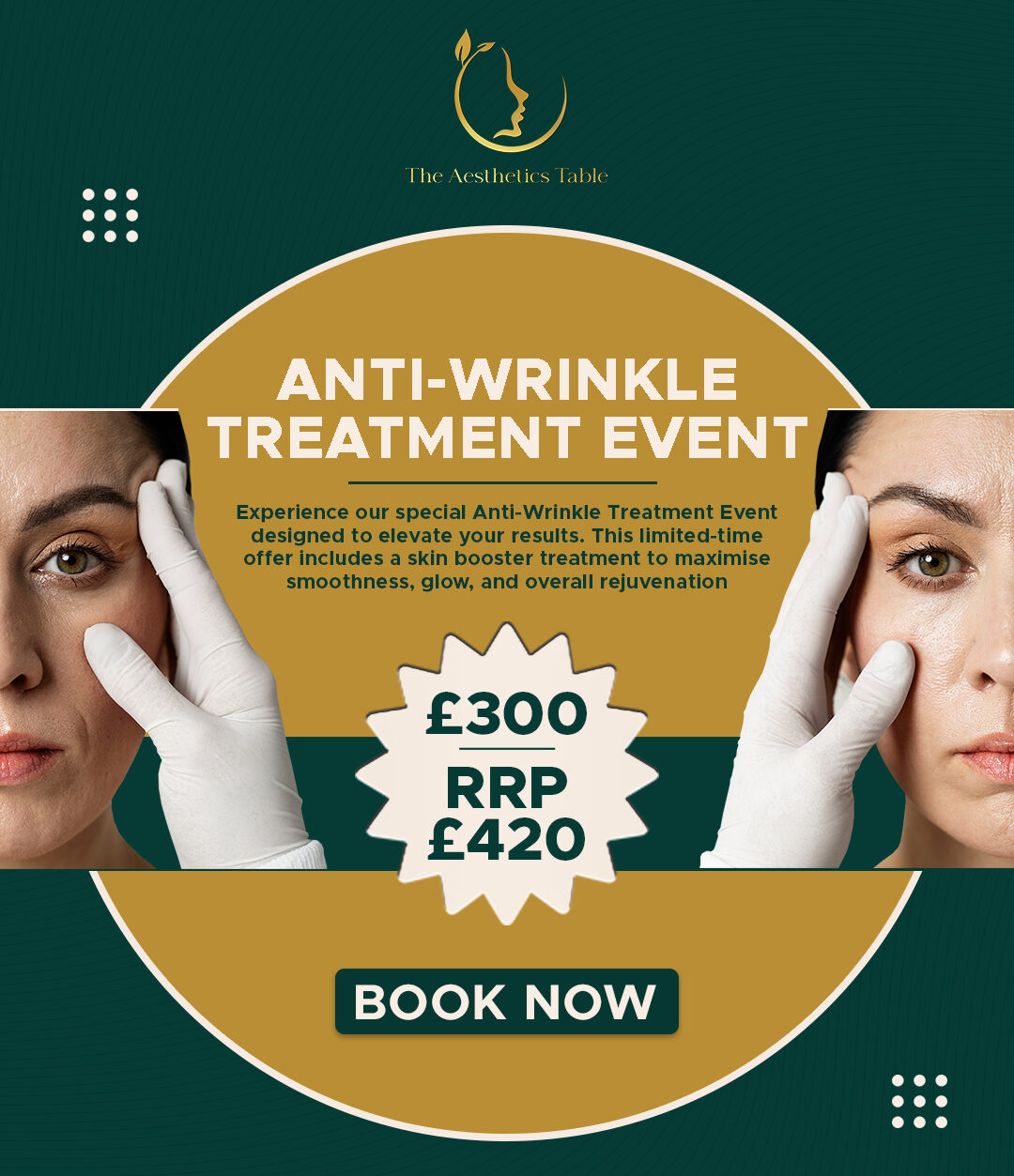 Anti-wrinkle treatment consultation event promoting improved skin texture