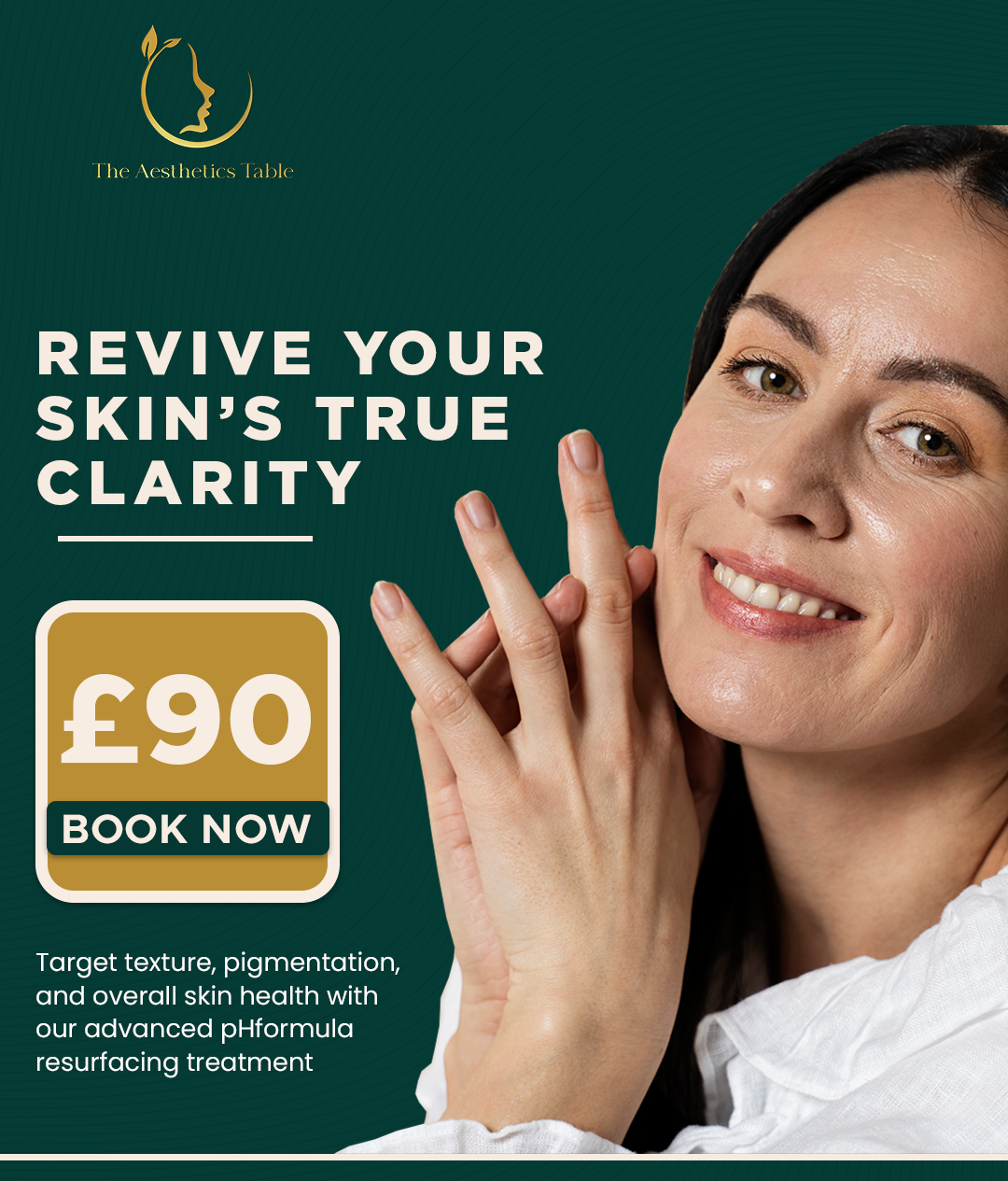 Model with clear, radiant skin representing professional skincare treatment results”